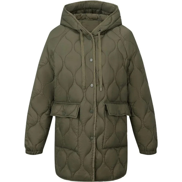 Women Quilted  Jacket Hooded Loose lightweight Packable Transitional Puffer Coat - Picture 2 of 6
